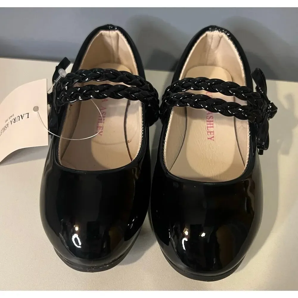 NIB Laura Ashley Toddler Girls' Black Dress Shoes - Size 6